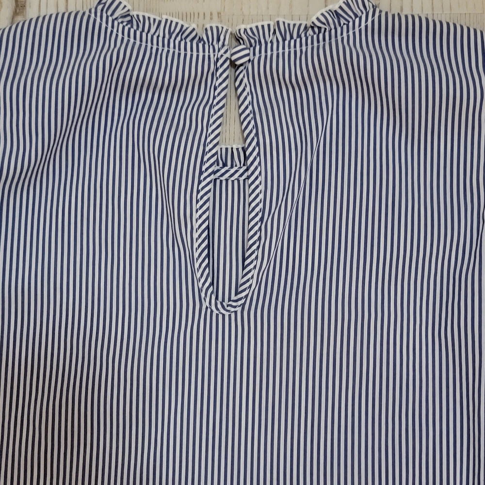 Belle Sky Striped Cold-Shoulder Blouse with Tie Bow Accents Small Nautical - Picture 4 of 5